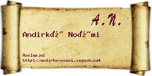 Andirkó Noémi névjegykártya